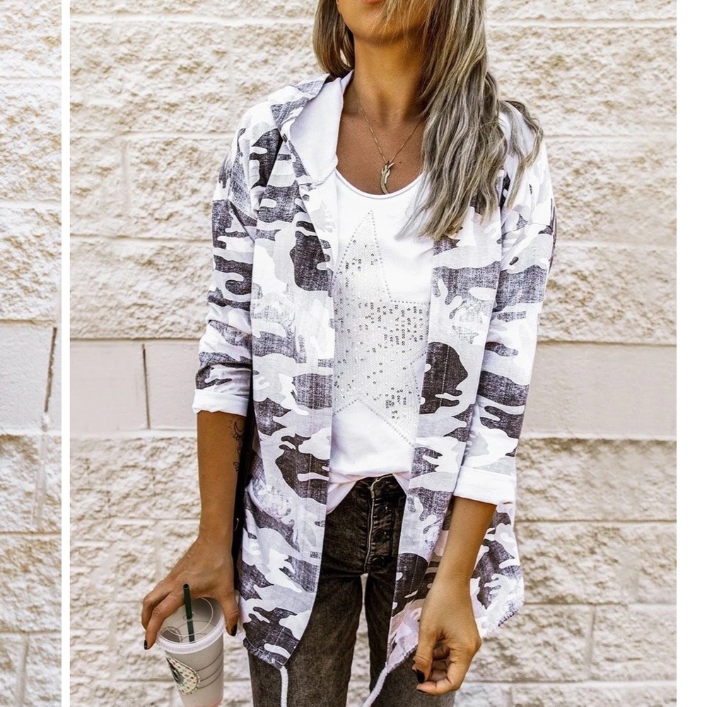 White/grey camo cardigan, new with out tags.